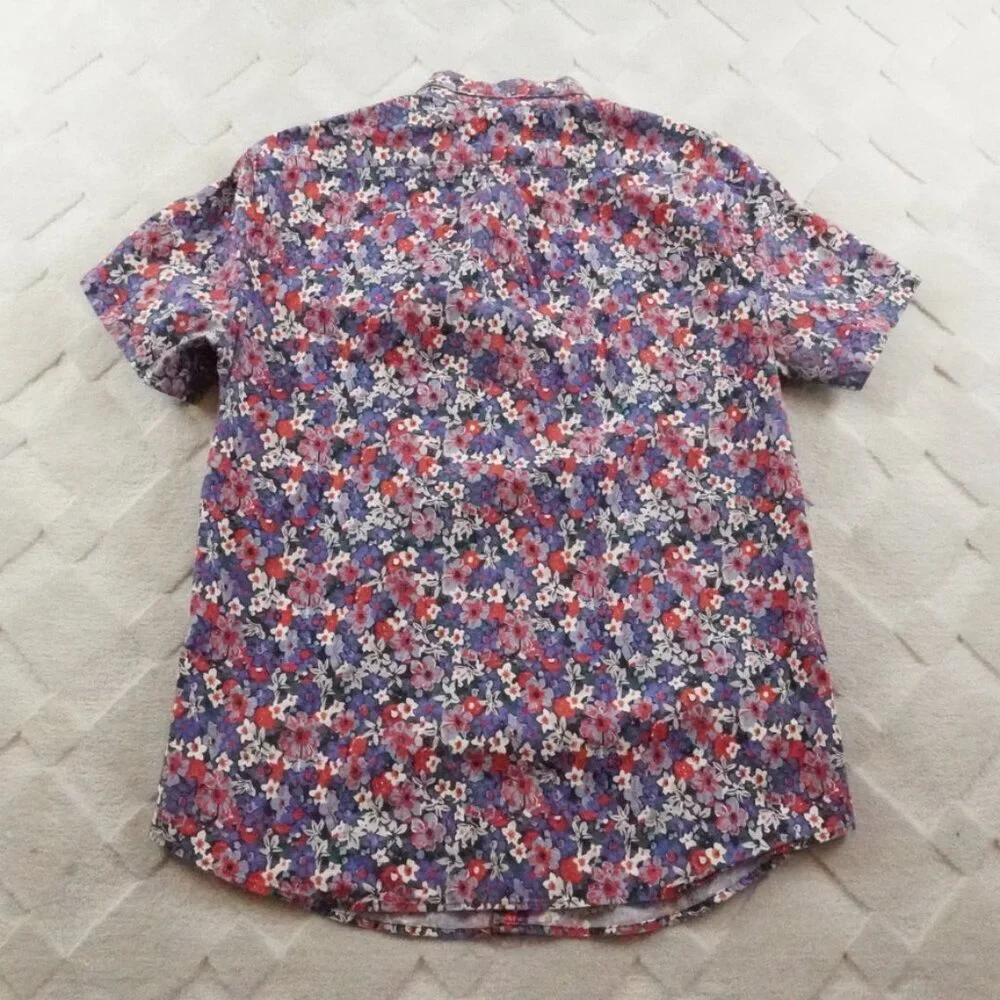 J. Crew Men's Floral Button-Down Shirt in Red, Purple, White, Green